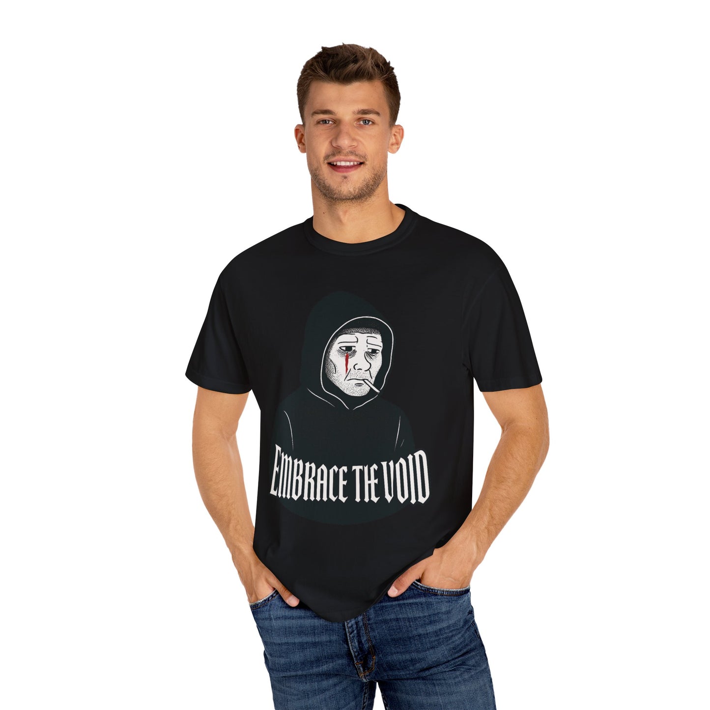 Doomer Descent Wojak T-Shirt – “Embrace the Void” Dark Meme Tee