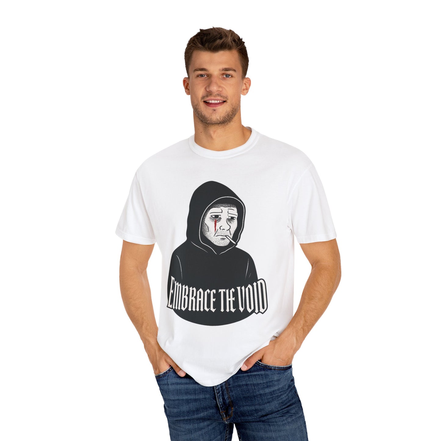 Doomer Descent Wojak T-Shirt – “Embrace the Void” Dark Meme Tee
