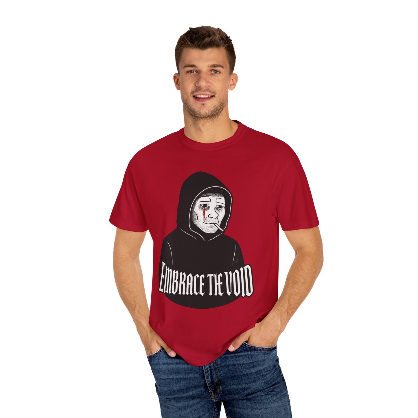 Doomer Descent Wojak T-Shirt – “Embrace the Void” Dark Meme Tee