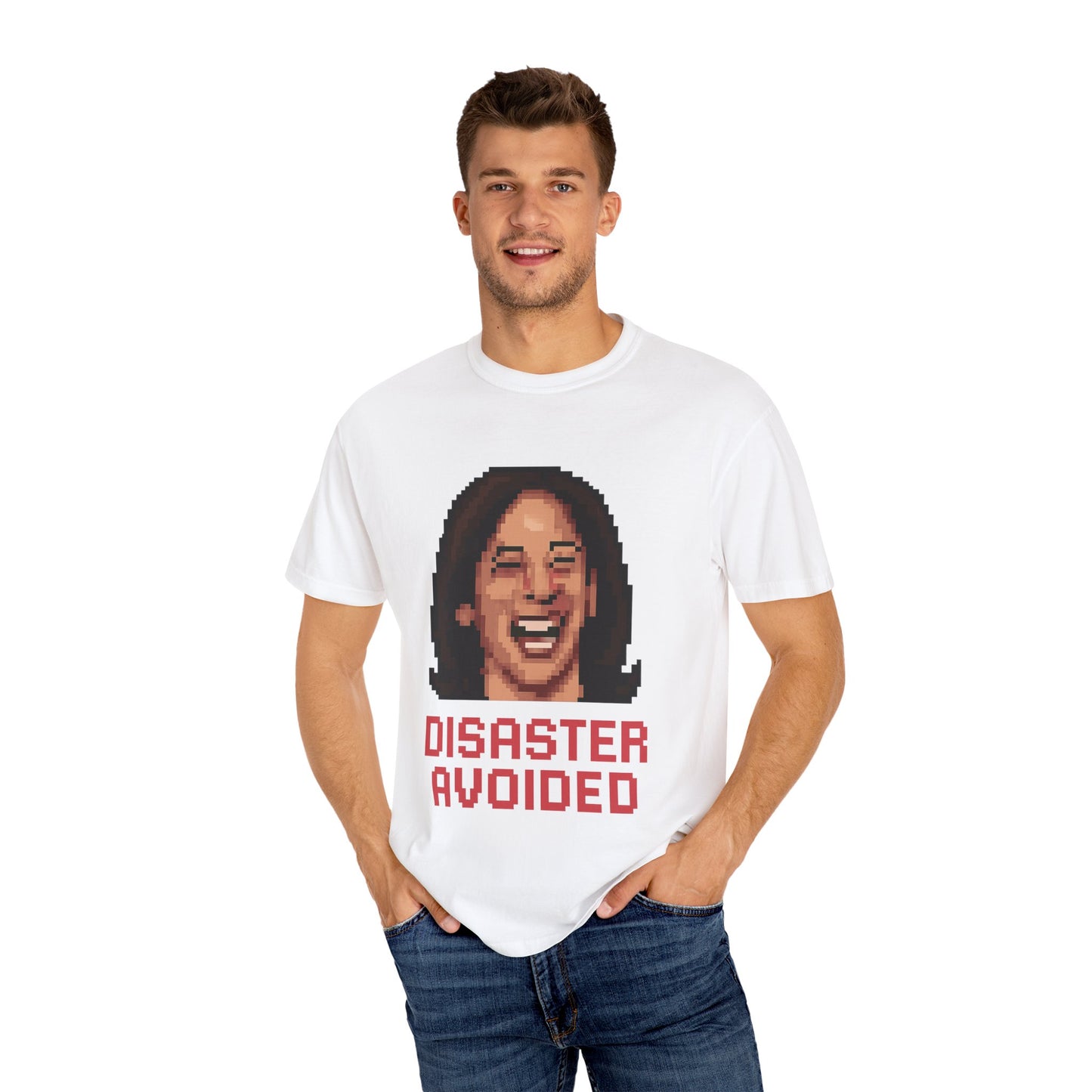 Disaster Avoided – Kamala Pixel Art Meme Tee